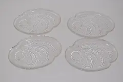 Lot Of 4 Vintage Federal Glass Homestead Snack Trays Wheat Pattern No Cups 