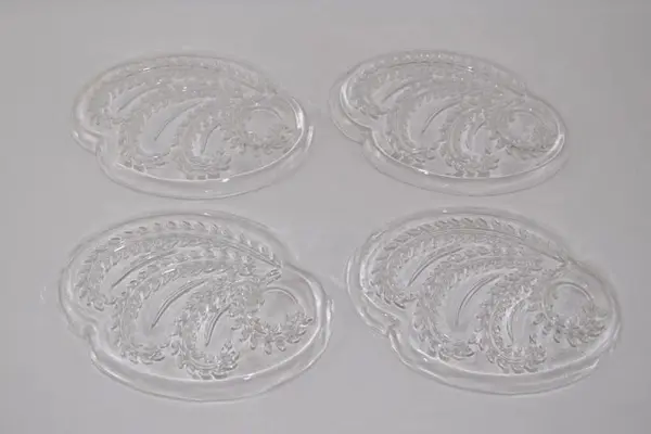 Lot Of 4 Vintage Federal Glass Homestead Snack Trays Wheat Pattern No Cups 