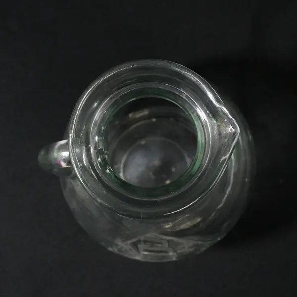 Embossed Clipper Ship Clear Glass Pitcher 6.75"
