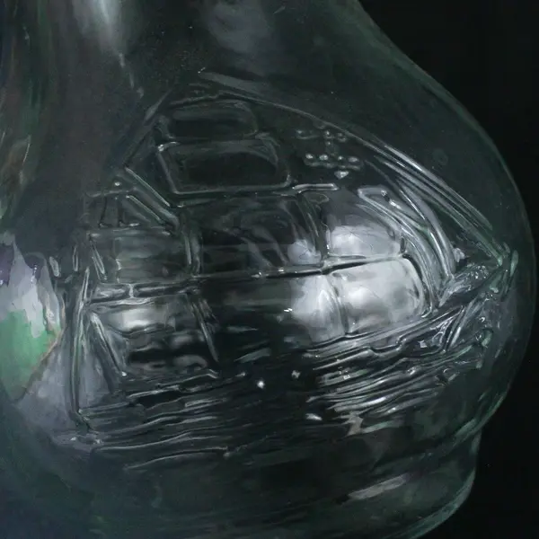 Embossed Clipper Ship Clear Glass Pitcher 6.75"