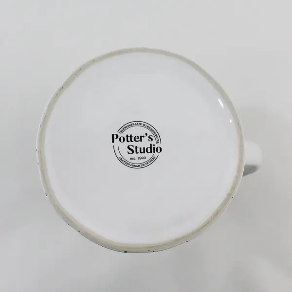 2019 Potter's Studio White Ceramic Pitcher Green Pine Trees with Gold Snow