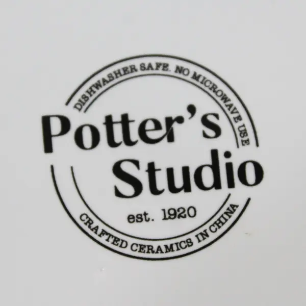 2019 Potter's Studio White Ceramic Pitcher Green Pine Trees with Gold Snow