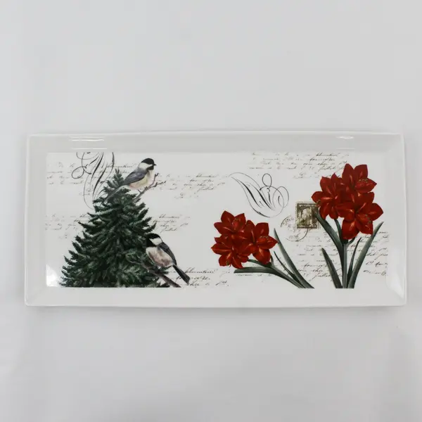 2020 Grace Teaware Porcelain Winter Cheer Bird Sandwich Serving Platter 