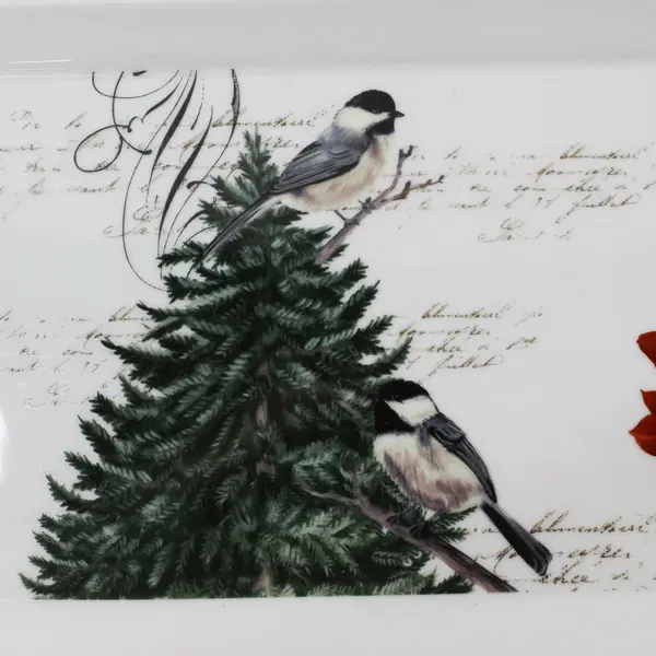 2020 Grace Teaware Porcelain Winter Cheer Bird Sandwich Serving Platter 