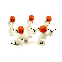 Lot of 5 Vintage Dept. 56 Ceramic Halloween Pumpkin-Head Clown Tumblers