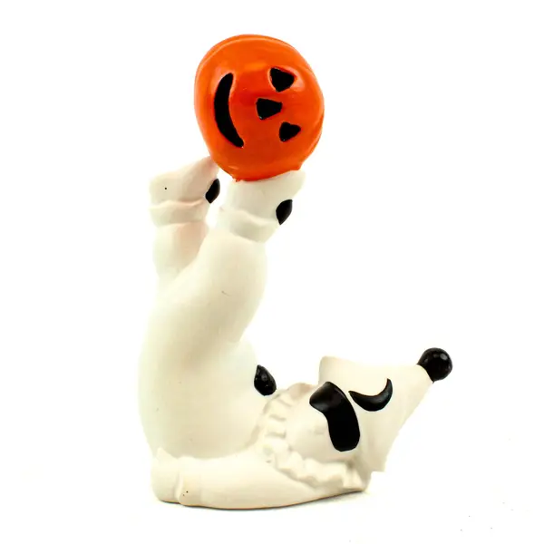Lot of 5 Vintage Dept. 56 Ceramic Halloween Pumpkin-Head Clown Tumblers