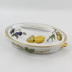 Royal Worcester Evesham Gold Oval Covered Casserole Dish 11" Shape 21 Sz 2