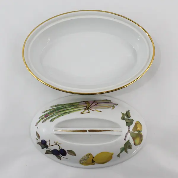 Royal Worcester Evesham Gold Oval Covered Casserole Dish 11" Shape 21 Sz 2