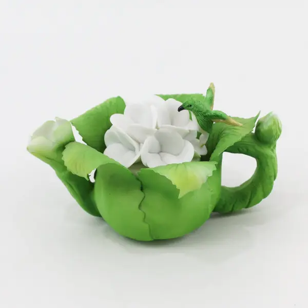 World Bazaars White Morning Glory And Hummingbird Tea For One Teapot