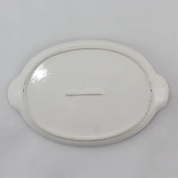 Oval White Ceramic Snack Plate Pink Pansy And Fairy On Leaves