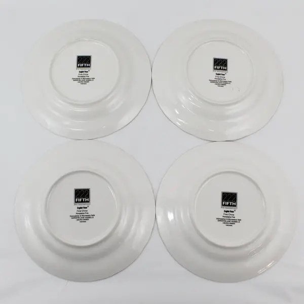 Set of 4 PTS International 222 Fifth English Rose Dinner Plates 8.75 in