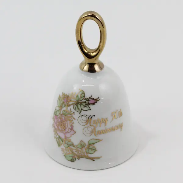 1983 Enesco 50th Anniversary Porcelain Bell And Vase