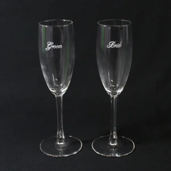 Crystal Bride And Groom Champagne Flutes 8.25"