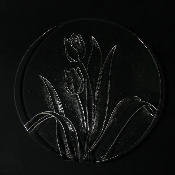 Clear Embossed Tulips 12.75" Glass Platter