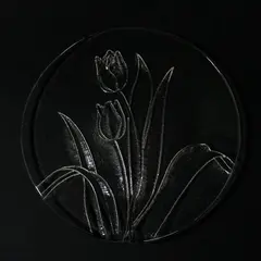 Clear Embossed Tulips 12.75" Glass Platter