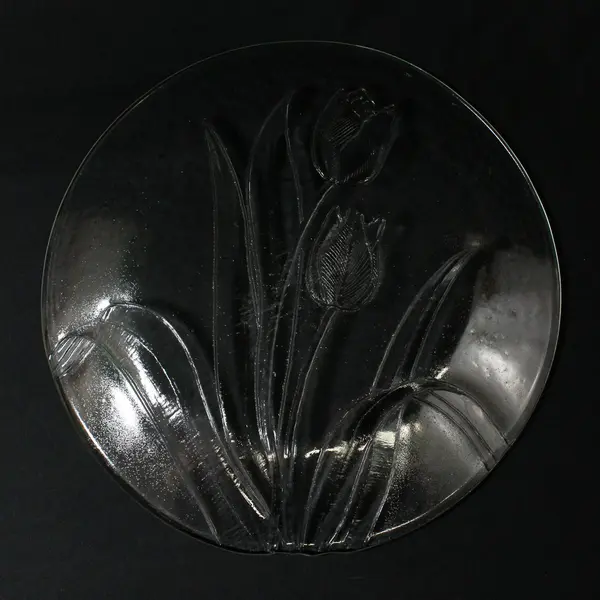 Clear Embossed Tulips 12.75" Glass Platter