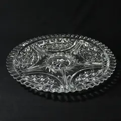 Anchor Hocking Stars & Bars 12 in Round 5-Part Divided Relish Platter