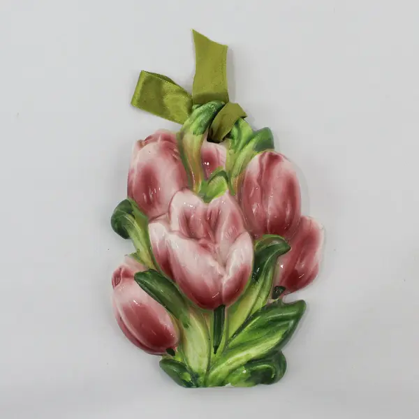 Set of 4 Embossed Flower Wall Plaques Made In China Tulips Daffodils Lilies
