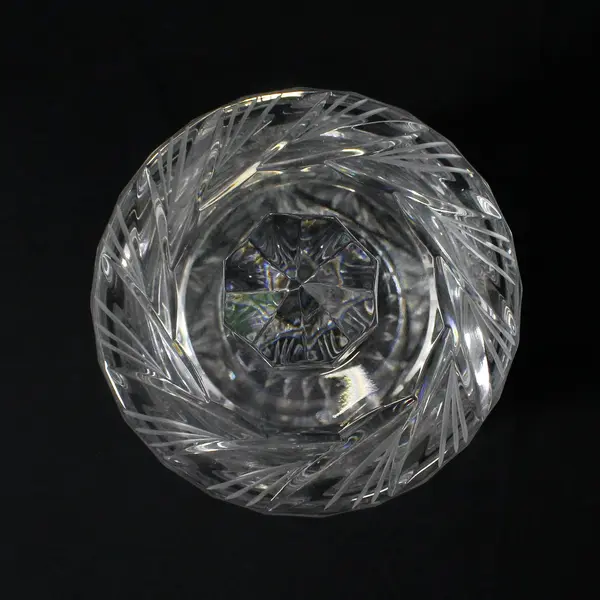 Vintage Cut Crystal Biscuit Jar with Lid  Pinwheel Star Design 6.5"