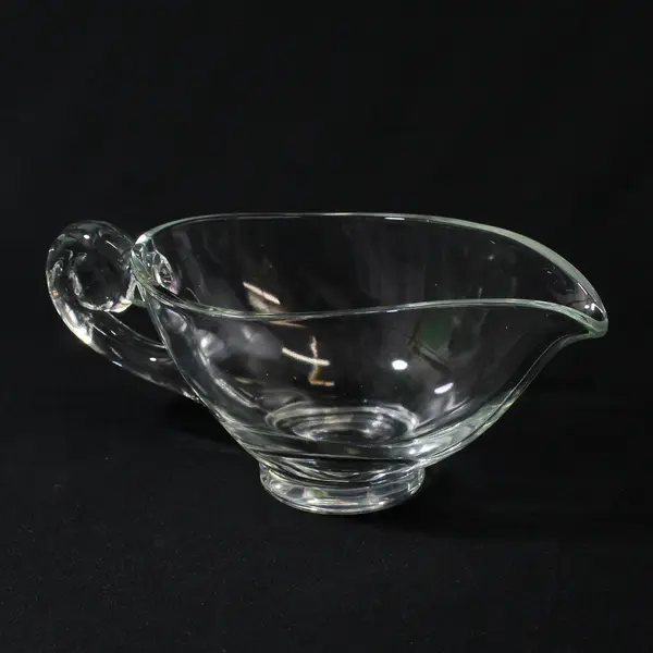 Vintage Clear Glass Gravy Boat Swirl Nautilus Handle 