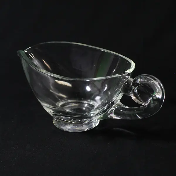 Vintage Clear Glass Gravy Boat Swirl Nautilus Handle 