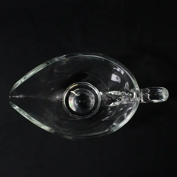 Vintage Clear Glass Gravy Boat Swirl Nautilus Handle 