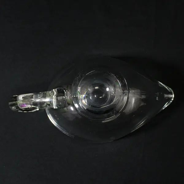 Vintage Clear Glass Gravy Boat Swirl Nautilus Handle 