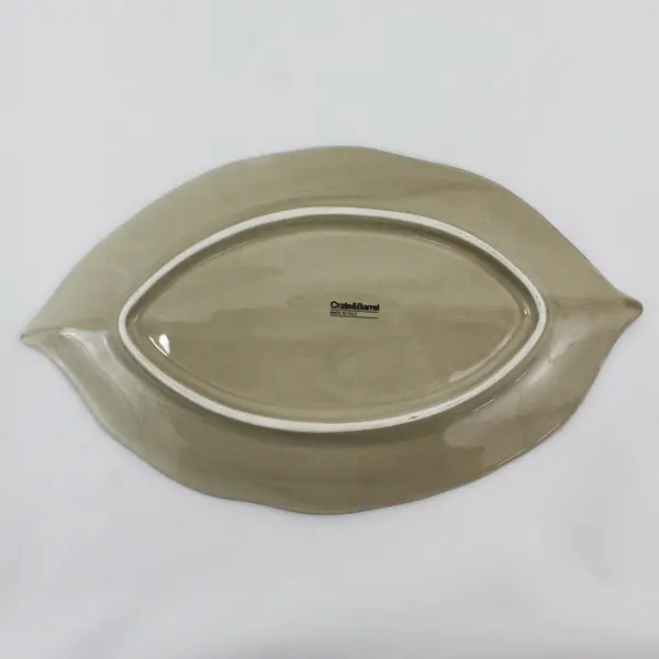 Crate And Barrel Beige Leaf Shaped Plate 13.75" Long