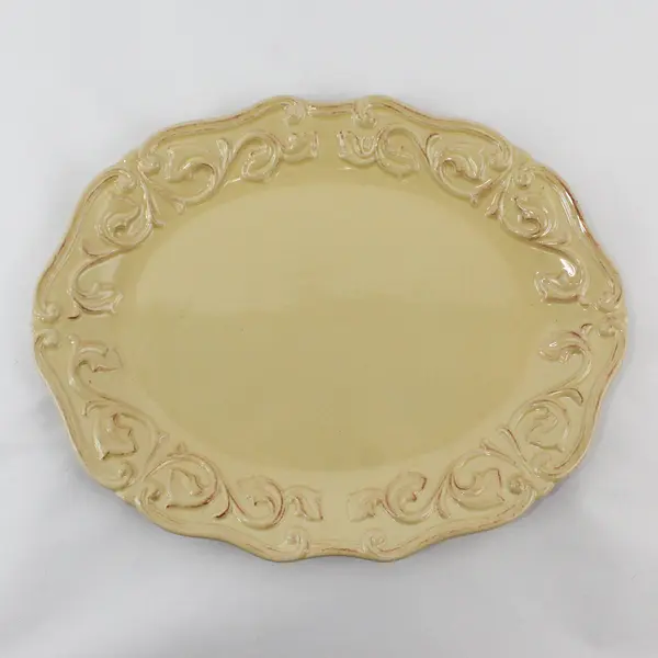 JCPenney Home Collection Chris Madden Felice Oval Yellow Platter 14in