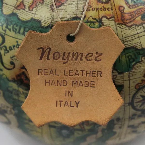 Noymez Leather Covered Glass Decanter Old World Globe Pattern Italy