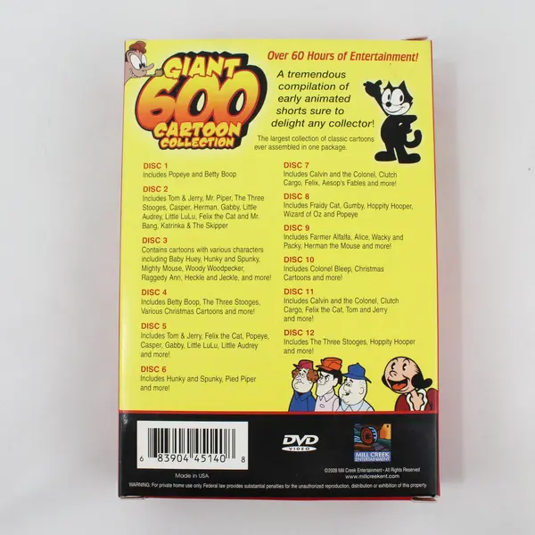 Giant 600 Cartoon Collection (DVD, 2008, 12-Disc Set) Untested