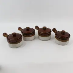 4 Vintage Drip Glaze Onion Soup Bowls With Lids Taiwan
