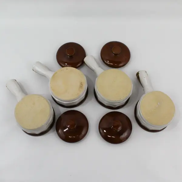 4 Vintage Drip Glaze Onion Soup Bowls With Lids Taiwan