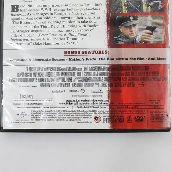 Inglourious Basterds Quentin Tarantino Brad Pitt 2009 DVD Universal Pictures