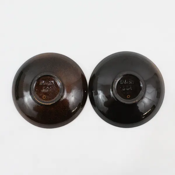 Set of 2 Burri Uetendorf Trinket Dishes Brown Floral Pattern Switzerland