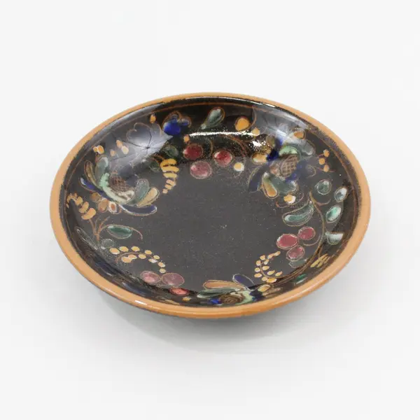 Set of 2 Burri Uetendorf Trinket Dishes Brown Floral Pattern Switzerland