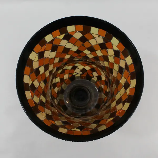 PartyLite Global Fusion Mosaic Hurricane Vase 12 in Multicolor Glass
