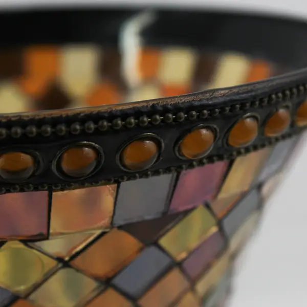 PartyLite Global Fusion Mosaic Hurricane Vase 12 in Multicolor Glass