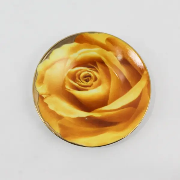 Classic Coffee & Tea 5-Piece Rose Plates 7in Gold Trim + 4in Plate