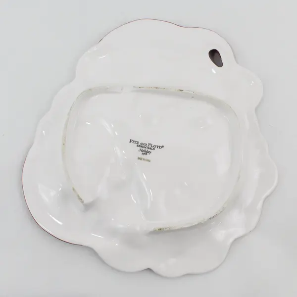 Fitz and Floyd Christmas  Appetizer Cookie Plate Santa Holding Candy Cane