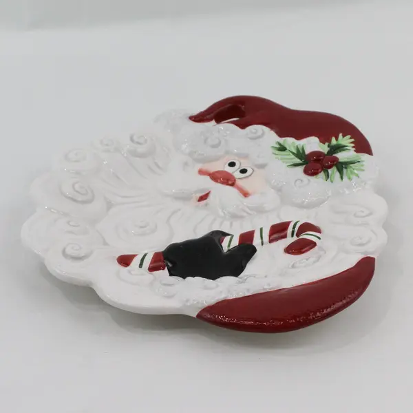 Fitz and Floyd Christmas  Appetizer Cookie Plate Santa Holding Candy Cane