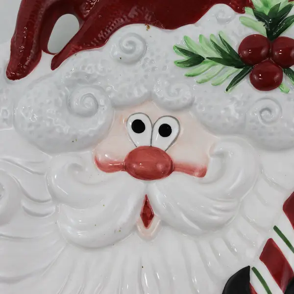 Fitz and Floyd Christmas  Appetizer Cookie Plate Santa Holding Candy Cane