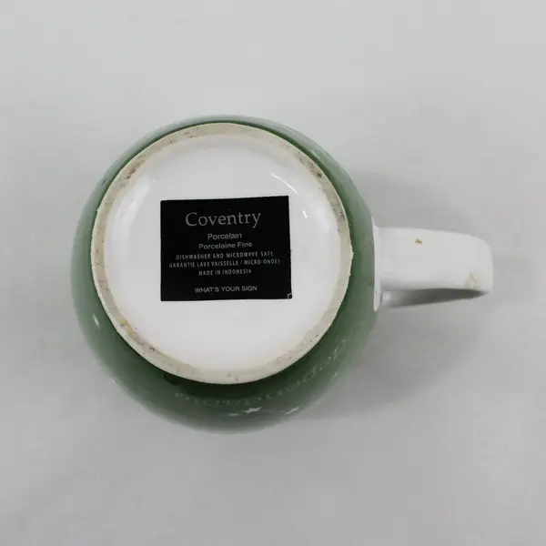 Green Coventry Porcelain Coffee Mug Taurus Zodiac Sign