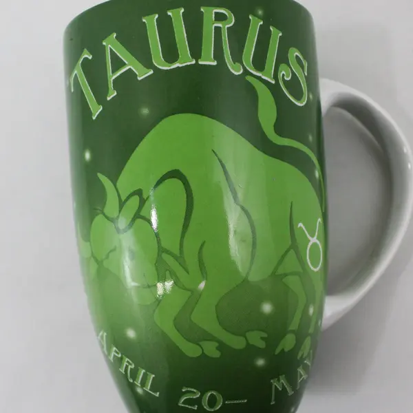 Green Coventry Porcelain Coffee Mug Taurus Zodiac Sign