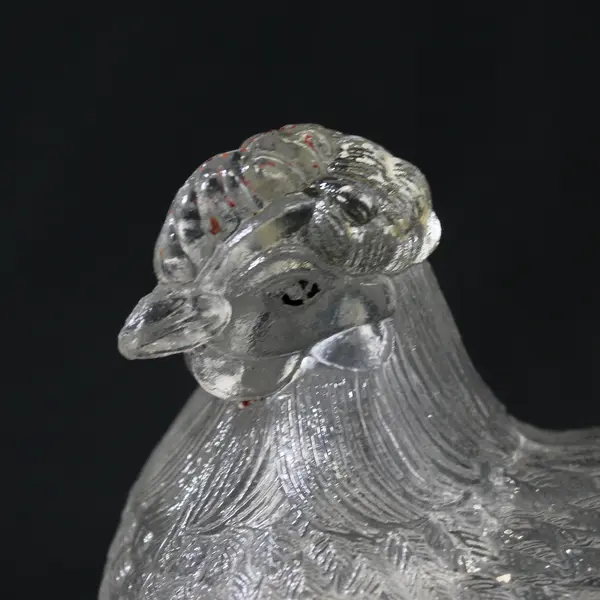 Vintage Clear Glass Hen On Nest Candy Dish 