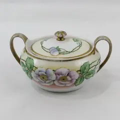 Royal Munich Hand Painted Wild Rose Pattern Sugar Bowl Bavaria