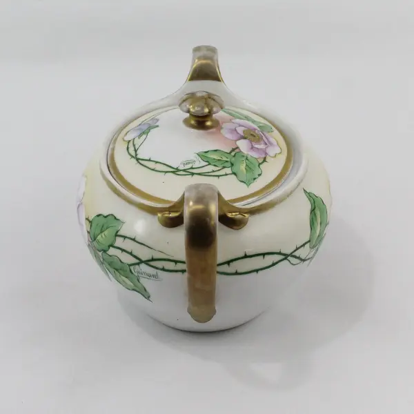 Royal Munich Hand Painted Wild Rose Pattern Sugar Bowl Bavaria