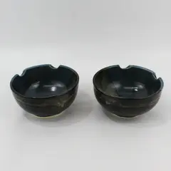 2 Handmade Ceramic Ramen Noodle Bowls Blue And Brown