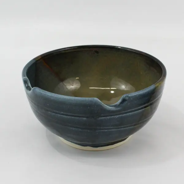 2 Handmade Ceramic Ramen Noodle Bowls Blue And Brown