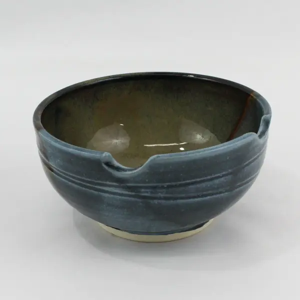 2 Handmade Ceramic Ramen Noodle Bowls Blue And Brown